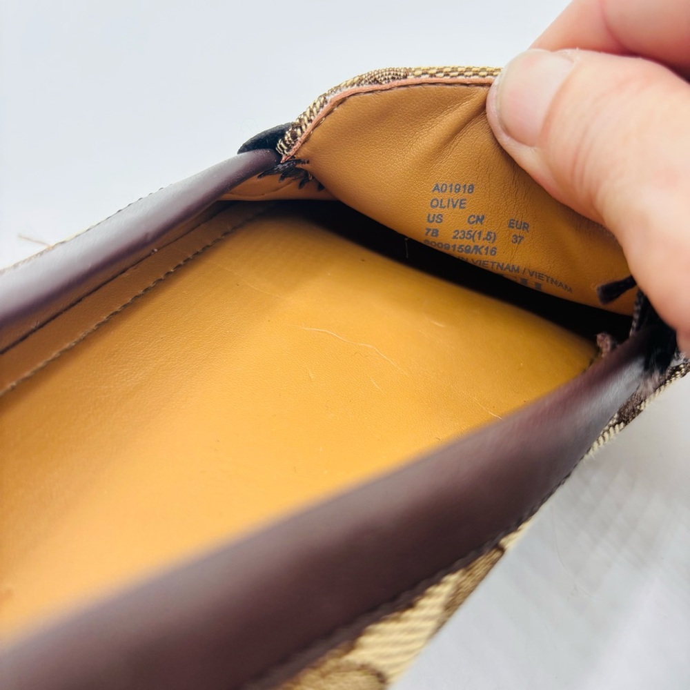 Coach Tan Signature Canvas Loafers with Gold Hardware - Picture 5 of 11